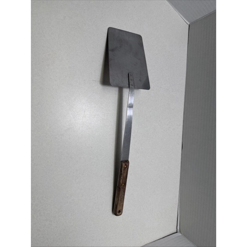 Vintage Mel Jax Stainless Steel Flat Spatula Wood Handle USA